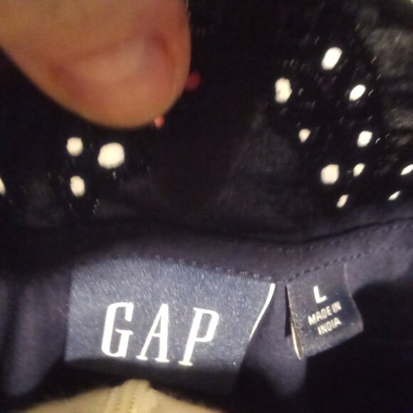 GAP NAVY Puff Sleeve Eyelet Mini Dress Eyelet Mini Shirtdress sz L - Picture 9 of 9